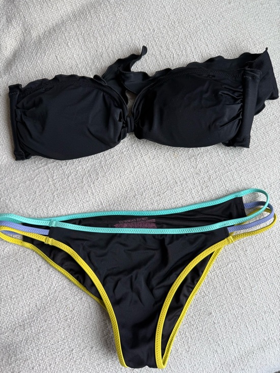 Victoria's Secret Other - Victoria's Secret Black Bikini with Yellow, Mint & Lavender Trim